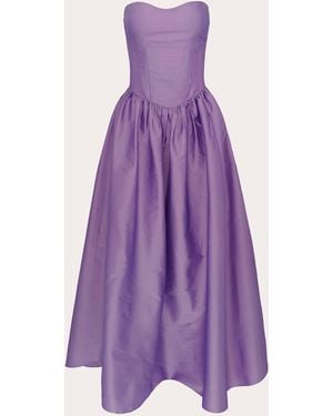 Azeeza Naina Gathered Taffeta Midi Dress - Purple