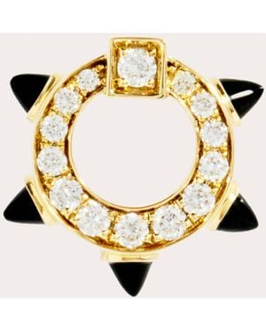 Statement Paris Agate & Diamond Spike Stud Earring - Metallic