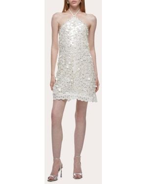 Waimari Marina Sequin Paillette Halter Mini Dress - Natural