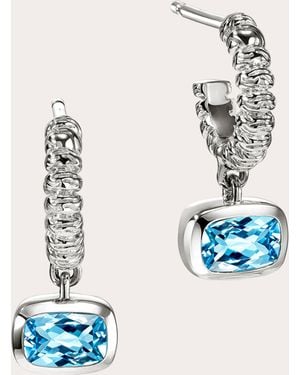 John Hardy Swiss Topaz Heishi Gem Hoop Earrings - Blue