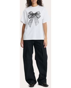 Cecilie Bahnsen Dorothy Bow Jersey Oversized T-Shirt - White