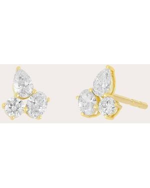 EF Collection Diamond Triple Cluster Stud Earrings - Natural