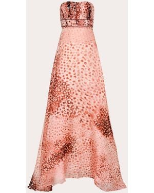 Francesca Miranda Amapola Printed Silk Empire-Waist Gown - Pink