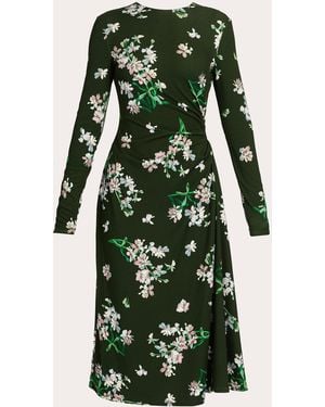 Erdem Floral Ponte Jersey Draped Midi Dress - Green