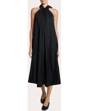 Theory Washed Twill Drawstring Tank Midi Dress - Black