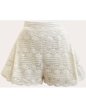 Andrea Iyamah Muna Crocheted Flare Shorts - Natural
