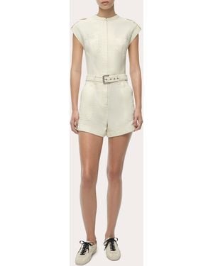 Jonathan Simkhai Tinka Linen Belted Cap-Sleeve Romper - Natural