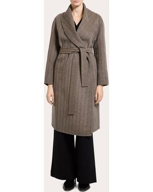 Theory Herringbone Wool Cashmere Shawl Coat Cashmere/Wool - Natural