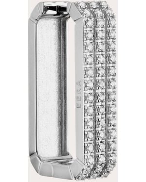 Eera Diamond Pavé Long Candy Hoop Earring - Metallic