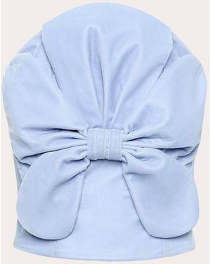 Hellessy Luigi Velvet Bow Bustier Top - Blue