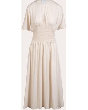 Merlette Gallen Smocked Cotton Jersey Midi Dress - Natural