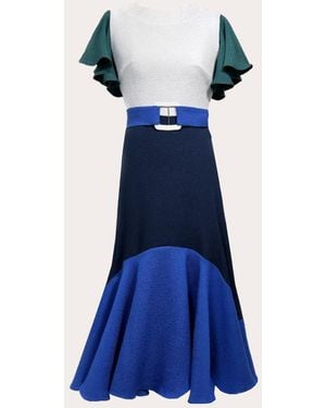 Edeline Lee Dada Jacquard Midi Dress - Blue
