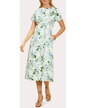 mestiza Hampton Reversible Poplin Tailored Midi Dress Cotton/Spandex - Green