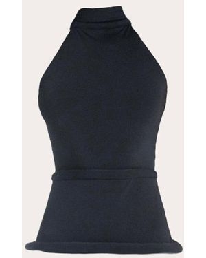 Francisco Arce Mar Rolled Mock Neck Top - Blue