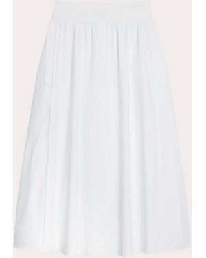 Theory Cotton Poplin Vented A-Line Skirt - White