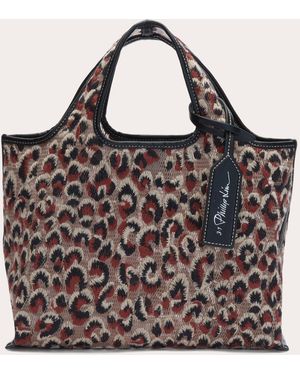 3.1 Phillip Lim Embroidered Leopard Mesh Mini Market Tote - Brown