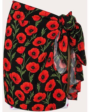 Verde Limon Floral Mini Pareo - Red