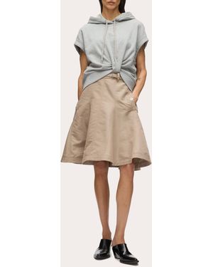 3.1 Phillip Lim Cotton Poplin Combo Flared Hoodie Dress - Natural