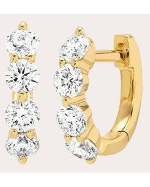 EF Collection Diamond Jumbo Prong Mini Huggie Earrings - Metallic