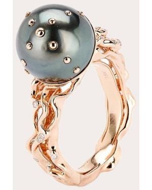 Bibi Van Der Velden Tahitian Pearl & Diamond Jellyfish Ring - Metallic