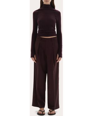 JOAEN Pascal Wool Knit Fitted Mock Neck Top - Purple