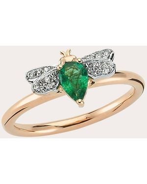 BeeGoddess Emerald & Diamond Queen Bee Bella Ring - Green