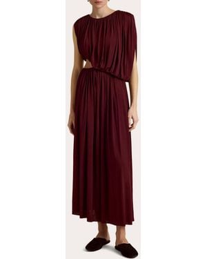 Marina Moscone Jersey Cutout Gathered Drape Maxi Dress Viscose/Elastane