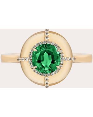 Goshwara Emerald & Diamond G-Classics Round Medallion Ring - Green
