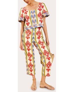 mestiza Palau Ikat Cigarette Pants Cotton/Linen - White