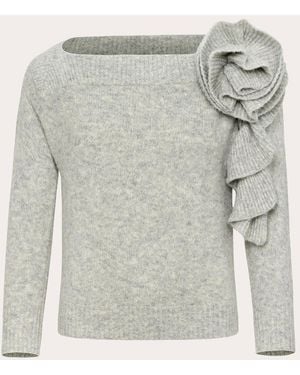 Hellessy Odin Corsage Boatneck Sweater - Gray