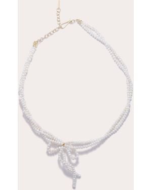 Completedworks Freshwater Pearl Twisted Bow Necklace - Natural