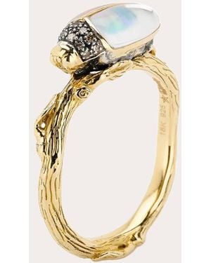 Bibi Van Der Velden Opal & Diamond 18K Scarab Ring - Metallic