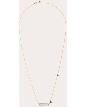 Yi Collection Aquamarine & Ruby Bar Pendant Necklace - Natural