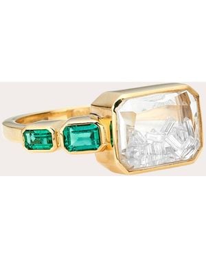 Moritz Glik Emerald & Diamond 18K Bala Shaker Ring - Green