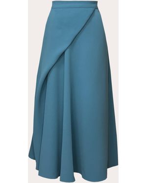 Edeline Lee Fatale Georgette Draped Midi Skirt - Blue