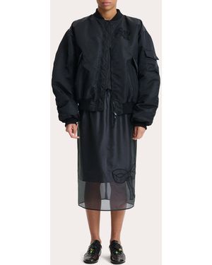 Cecilie Bahnsen Feilan Technical Nylon Bow Bomber Jacket - Black