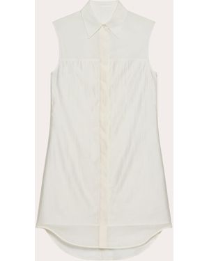Helmut Lang Cotton Poplin Voile Combo Shirt Dress - White