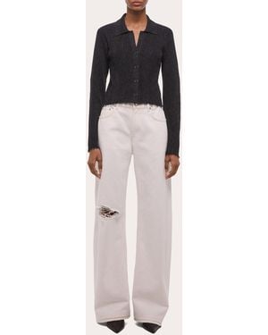 Helmut Lang Sheer Raw-Edge Long-Sleeve Shirt - Black