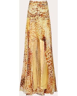 Francesca Miranda Vela Printed Silk High-Low Skirt - Metallic
