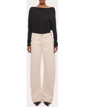 Helmut Lang Mid-Rise Saddle Jeans - Natural