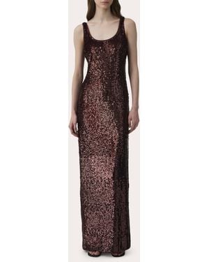 Jonathan Simkhai Bex Sequin Scoop Neck Maxi Dress - Brown