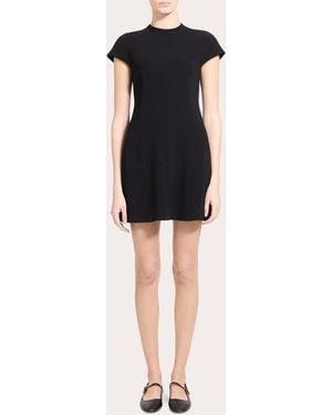 Theory Seamed Crepe A-Line Mini Dress - Black
