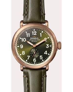 Shinola Runwell 43Mm Sub-Second Leather Watch - Metallic