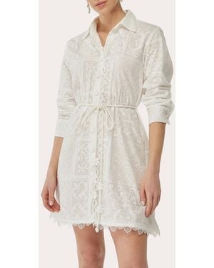 Waimari Alloria Embroidered Patchwork Shirt Dress - White