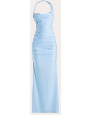 Francisco Arce Vira Gathered Halter Gown - Blue