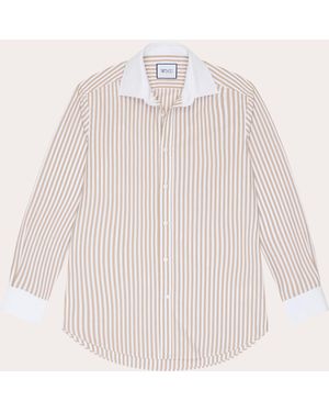 With Nothing Underneath The Boyfriend Stripe Contrast Fine Poplin Shirt - Natural