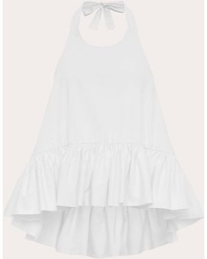 Azeeza Winston Poplin High-Low Halter Top - White