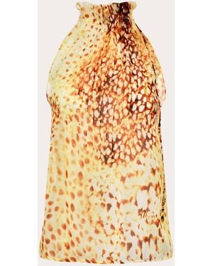 Francesca Miranda Hilo Printed Silk Halter Top - Metallic