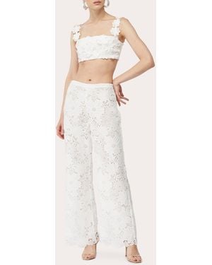 Waimari Solange Floral Lace Wide-Leg Pants - White
