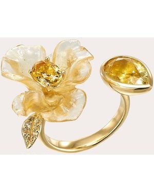 Anabela Chan Sapphire & Spinach Fruit Gem Petunia Ring 18K - Metallic